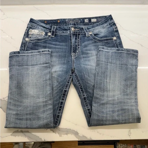 Miss Me, Womens Distressed Blue Cropped Jean Capri, 28 - Picture 3 of 13